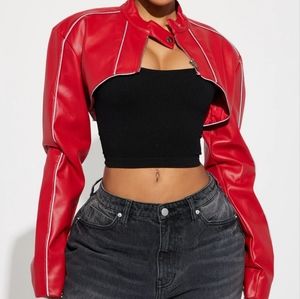 Jessi Faux Leather Cropped Jacket